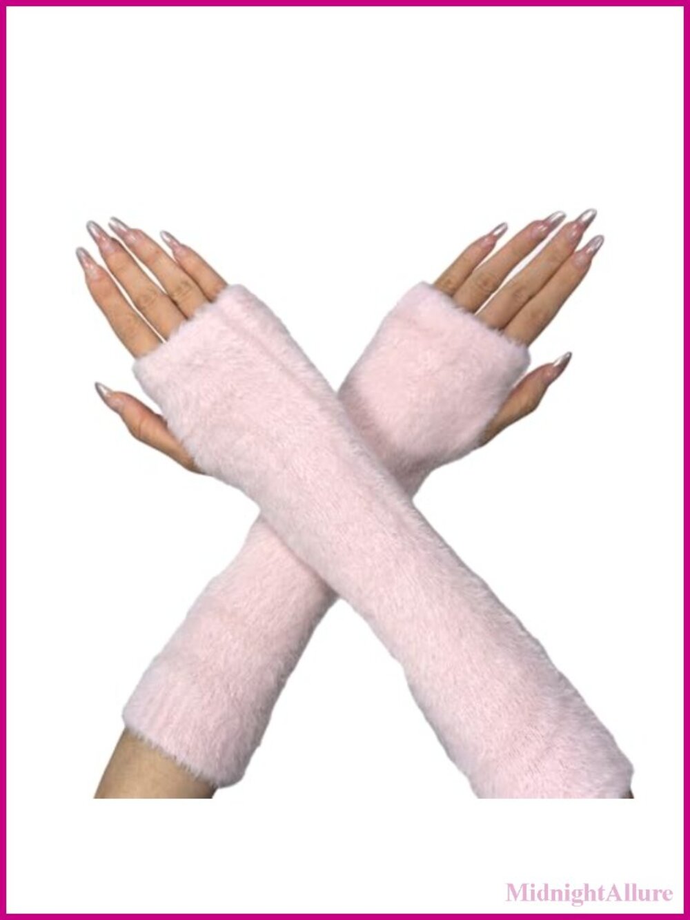Faux Fur Arm Warmers Fingerless Gloves Knit Wrist Warmers Winter
